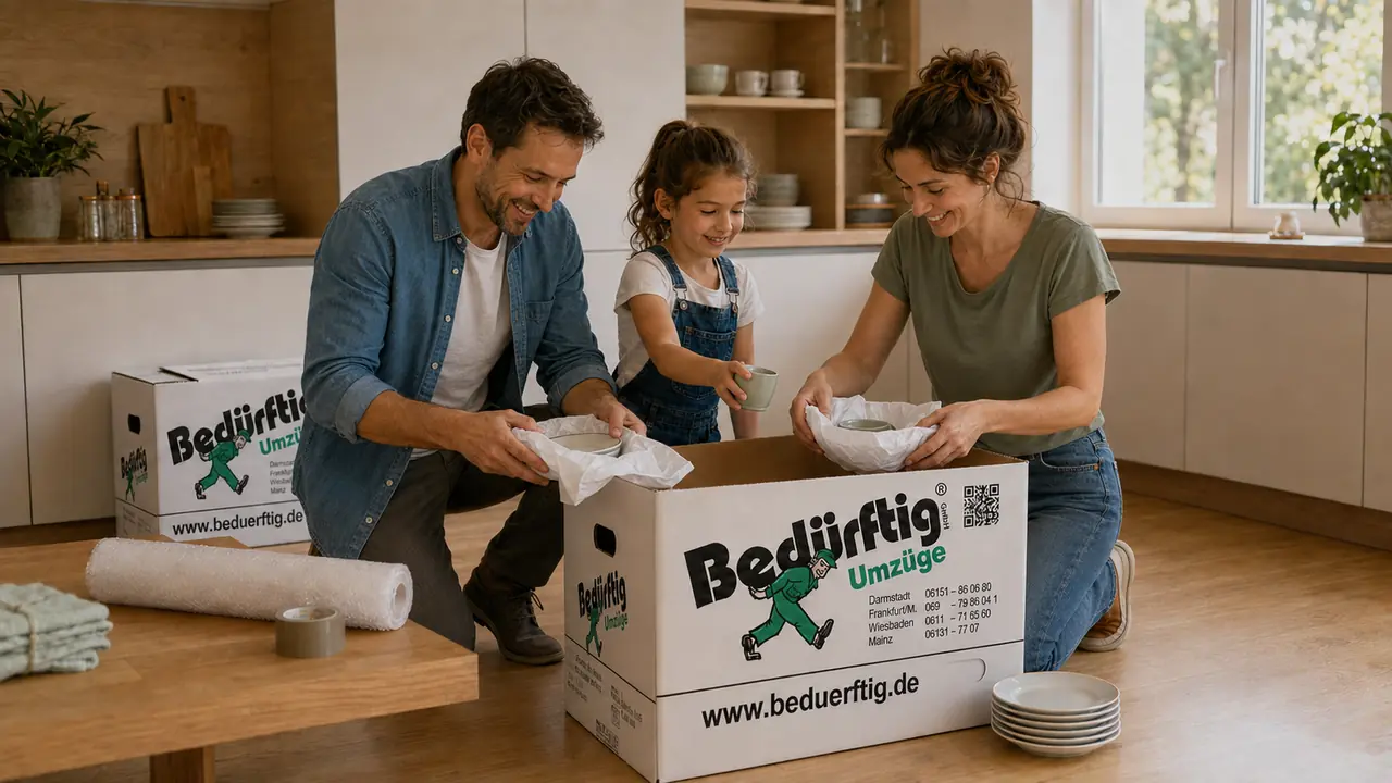 Familie bei einem Privatumzug mit Bedürftig Umzüge